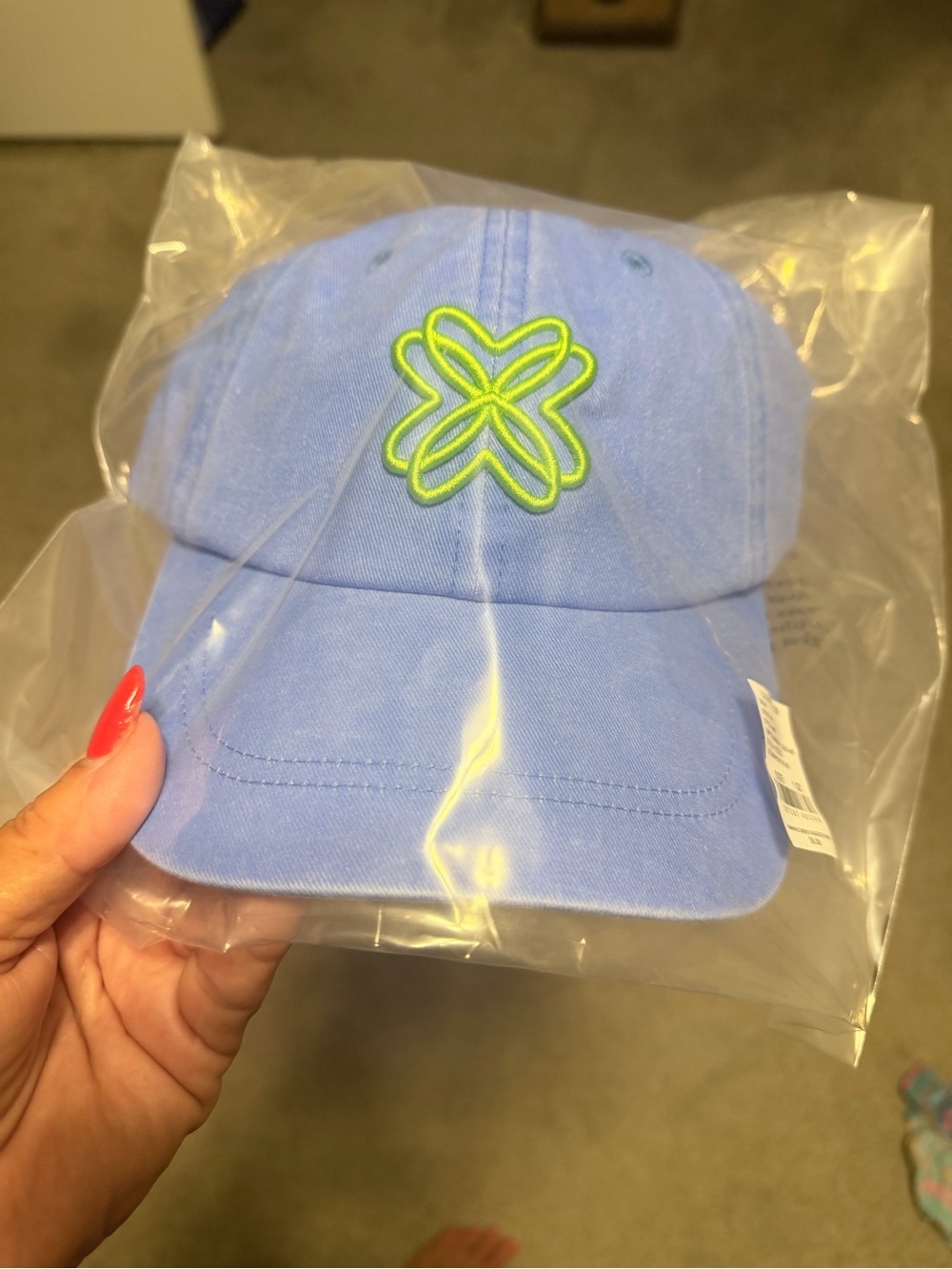 Lilly Pulitzer Blue Cap with Lime Green Signature Emblem